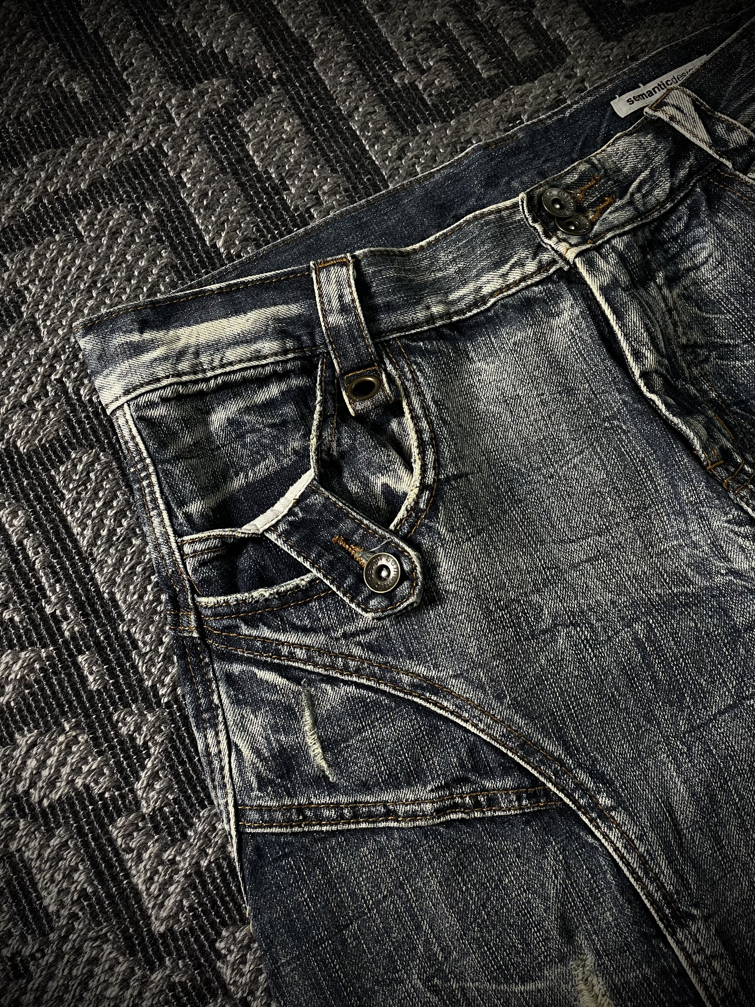 semanticdesign Semantic Design Multi Panel Crinkle Distressed Flared Jeans Size US 33 - 4 Thumbnail