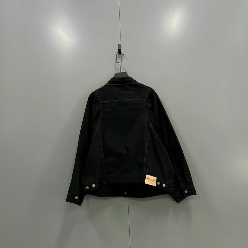 Balenciaga Balenciaga size 38 Black Single-Breasted Lapel Denim Jacke Size S / US 4 / IT 40 - 2 Thumbnail