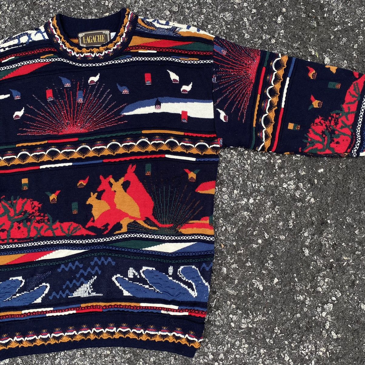 Coogi × Vintage Vintage Art Coogi Lookalike Sweater Cardigan Jacket Size US L / EU 52-54 / 3 - 6 Thumbnail