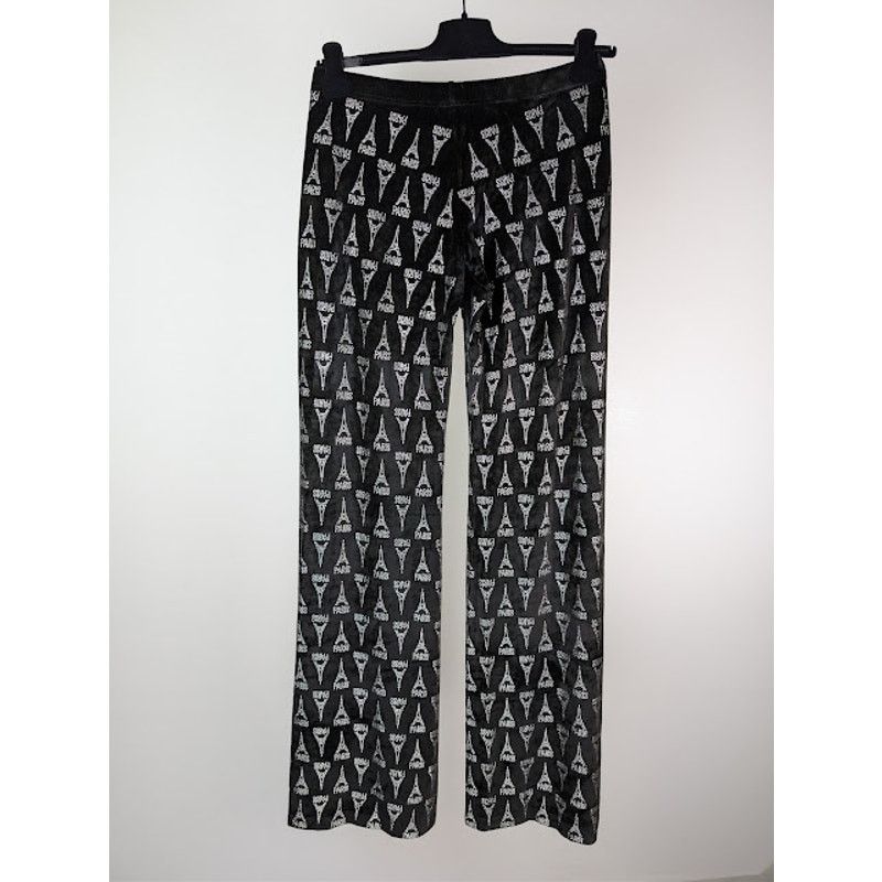 Balenciaga o1rshd1 Eiffel Tower Strass Velvet Elastic Pants in Black Size 30" / US 8 / IT 44 - 11 Thumbnail