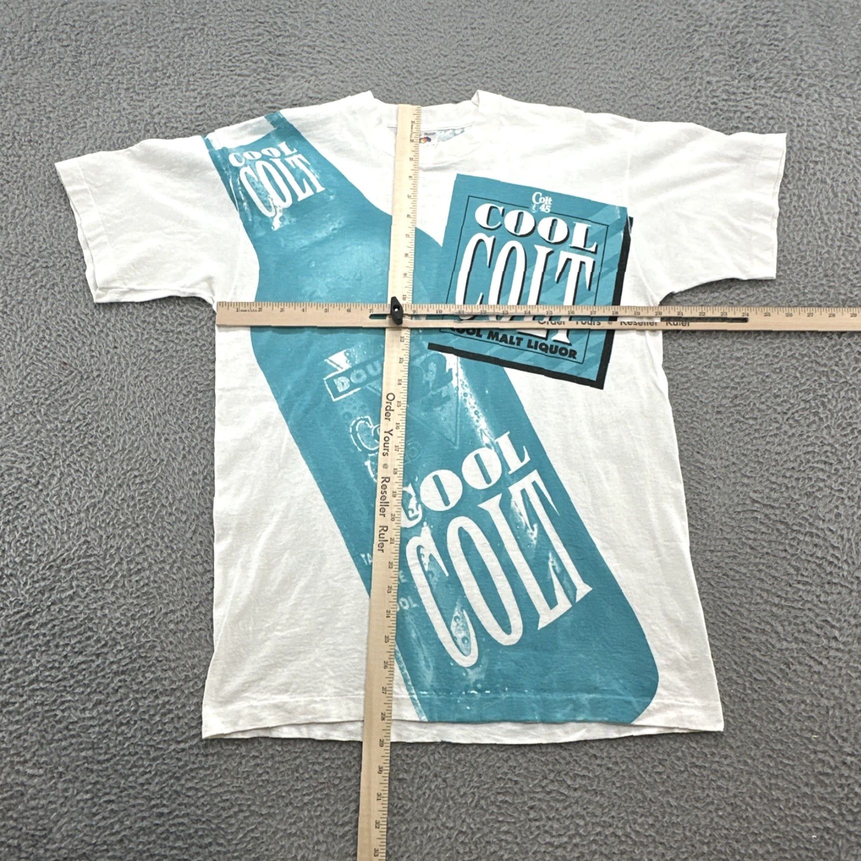 Fruit Of The Loom VINTAGE 90s Cool Colt 45 Malt Liquor AOP Single Stitch Size Large Taste The Cool T-Shirt Mens White 90s Vintage Size US L / EU 52-54 / 3 - 7 Thumbnail