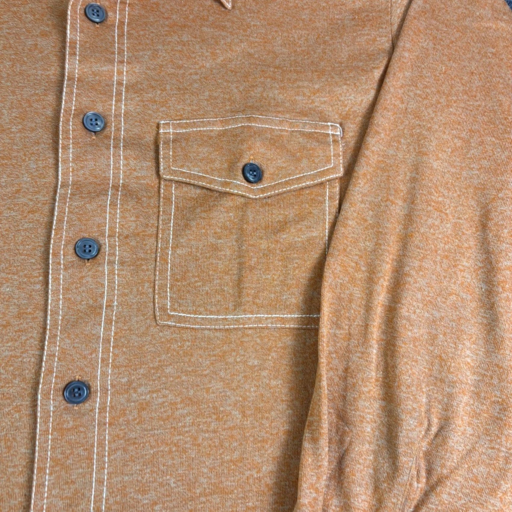 Vintage VINTAGE John Wanamaker by Donegal Mens Large Orange Knit Button Down Shirt Size US L / EU 52-54 / 3 - 7 Thumbnail