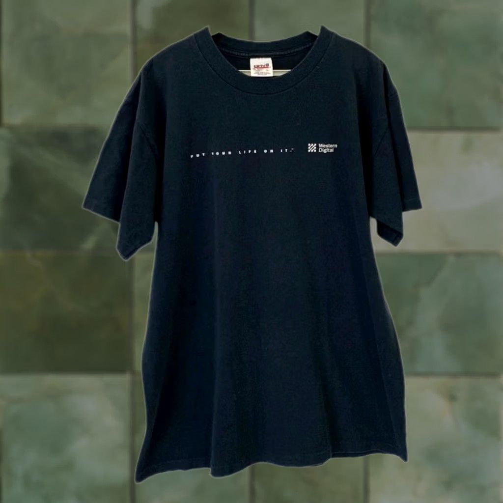 Anvil VINTAGE Western Digital T-Shirt Elephant SCSI EIDE Tech Promo Black Anvil L#83 Mens Adult Large Short Sleeve Graphic T-Shirt WT Size US L / EU 52-54 / 3 - 1 Thumbnail