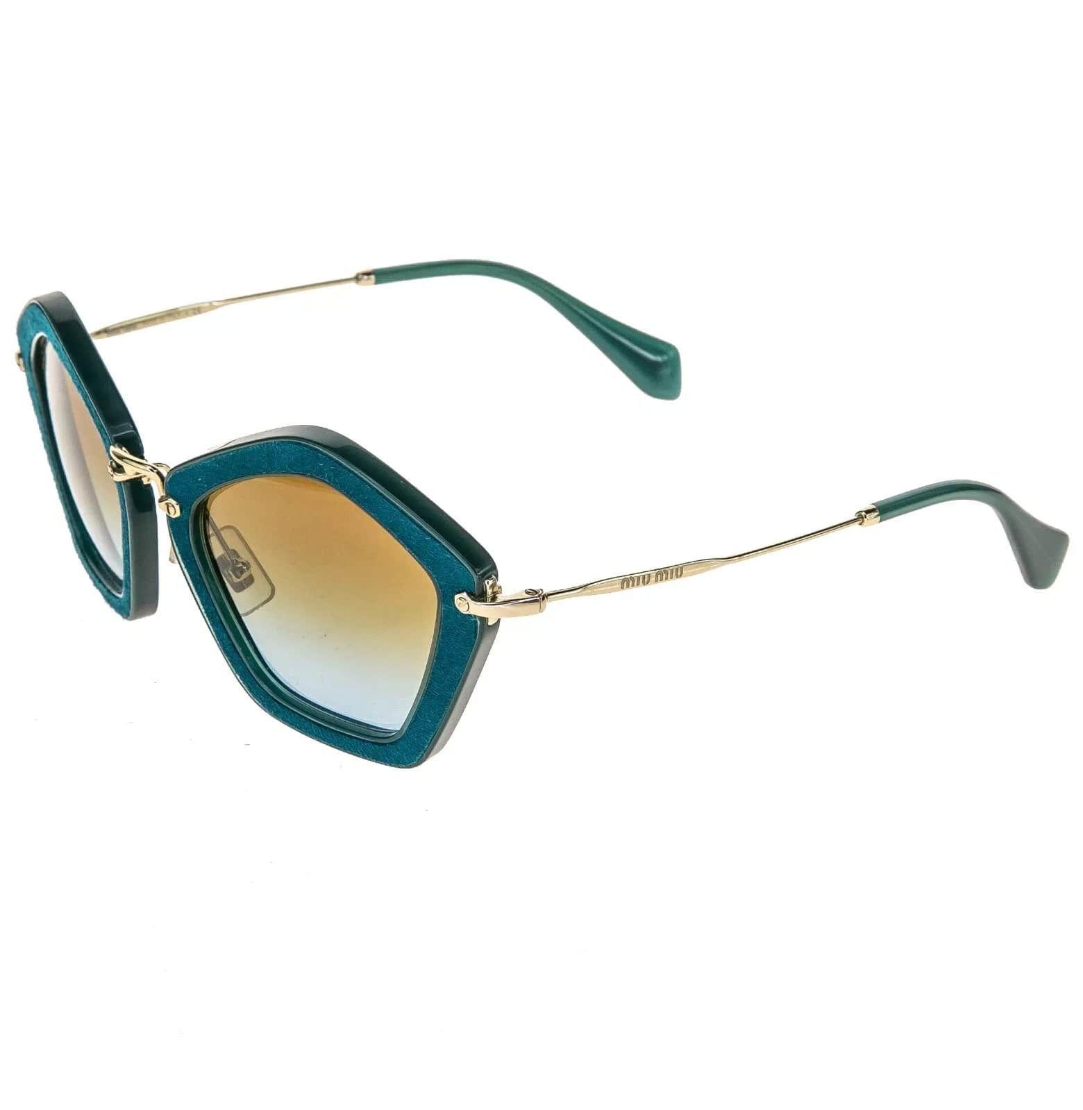 Miu Miu MIU MIU CULTE 06O Turquoise Green Suede Sunglasses MU06OS Size ONE SIZE - 8 Thumbnail