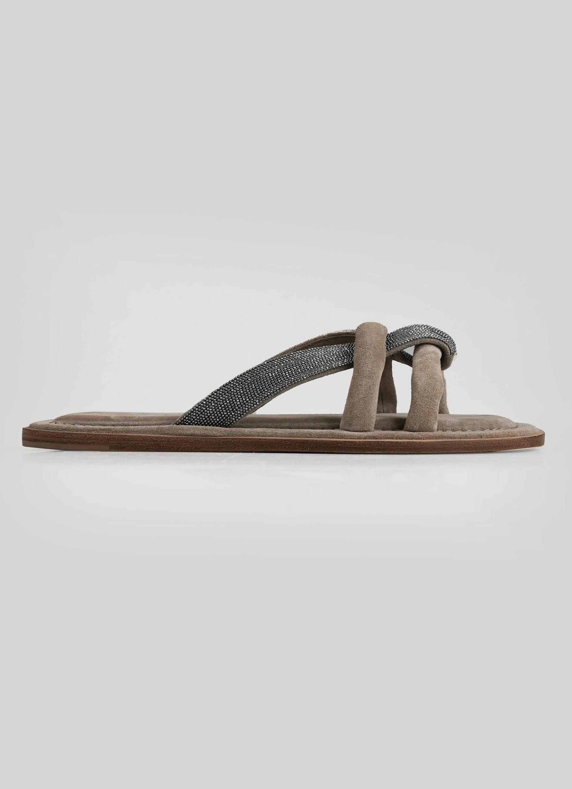 image of Brunello Cucinelli O1W1Db10524 Slippers In Medium Grey, Women's (Size 11)
