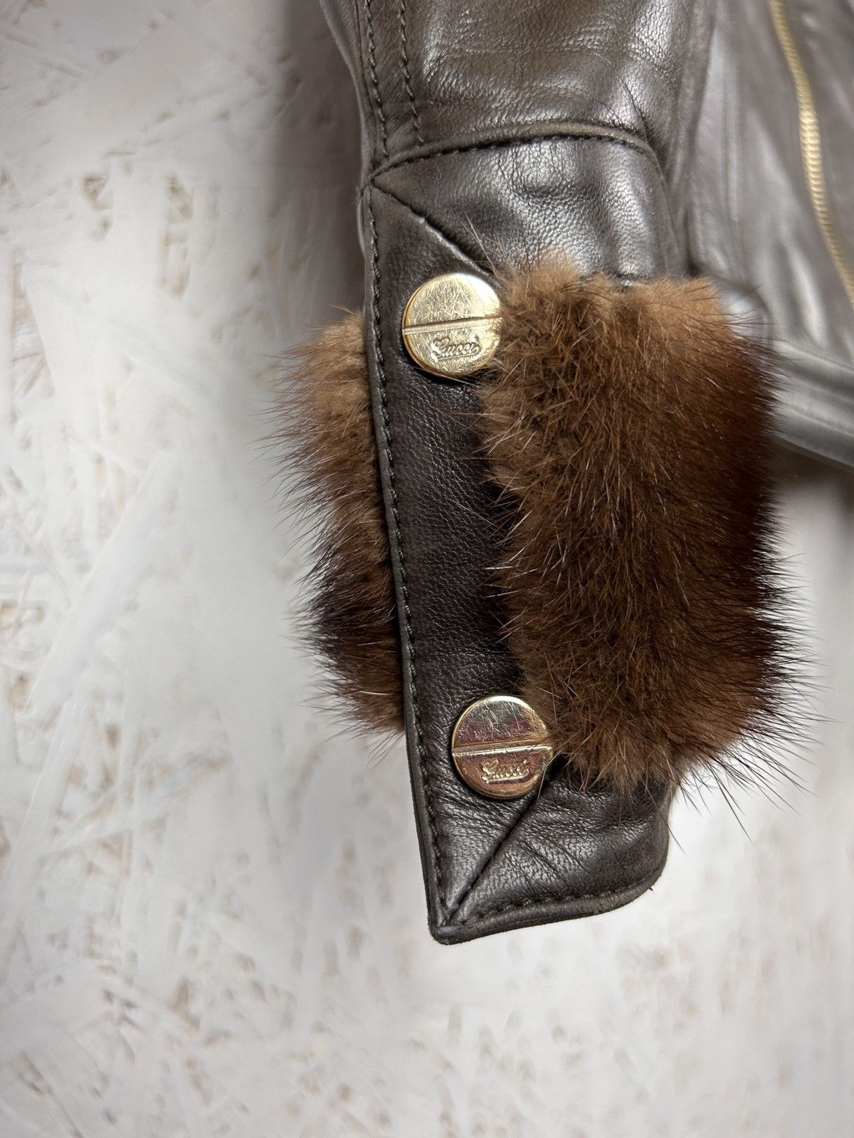 Gucci Gucci Tom Ford Brown Leather/Fur GG Leather Belt Jacket 40 Size S / US 4 / IT 40 - 6 Thumbnail