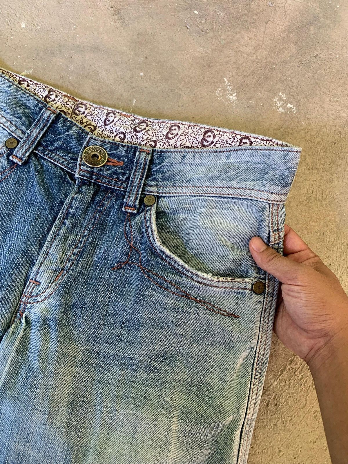 Edwin Edwin 503 Blue Trip Flap Pocket Distressed Denim Size US 30 / EU 46 - 4 Thumbnail