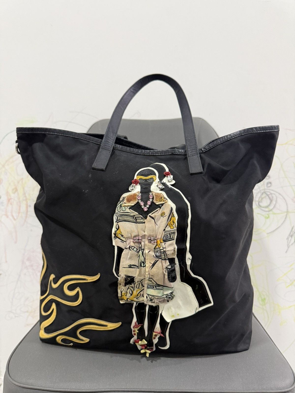 Prada Vintage Prada Black Medium Robot Tote Bag Size ONE SIZE - 1 Thumbnail