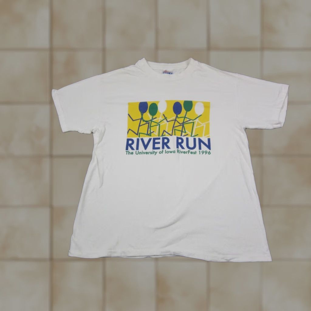 Hanes VINTAGE Hanes River Run Shirt Mens L White University of Iowa Riverfest 90s USA Shirt Size US L / EU 52-54 / 3 - 1 Thumbnail