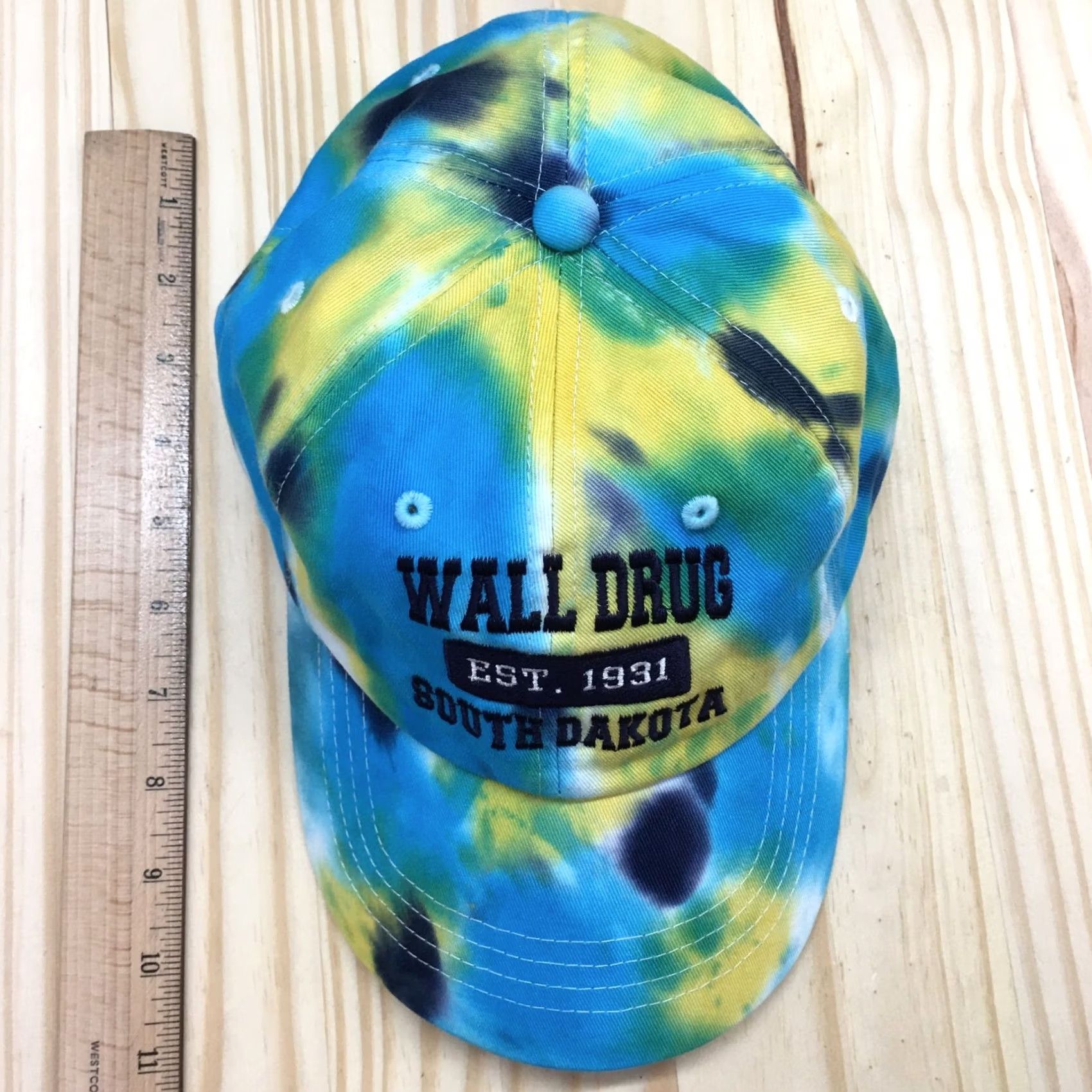 Walls Newhattan Wall Drug South Dakota Baseball Cap Unisex Blue Yellow OS Embroidered Size ONE SIZE - 4 Thumbnail