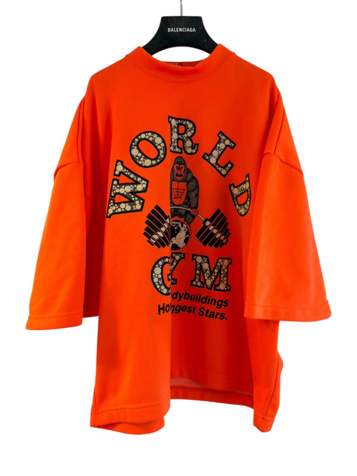 Vintage *RARE* VINTAGE 90s JAPAN WORLD GYM NEON FLUO ORANGE TOP TEE Size US XL / EU 56 / 4 - 10 Thumbnail