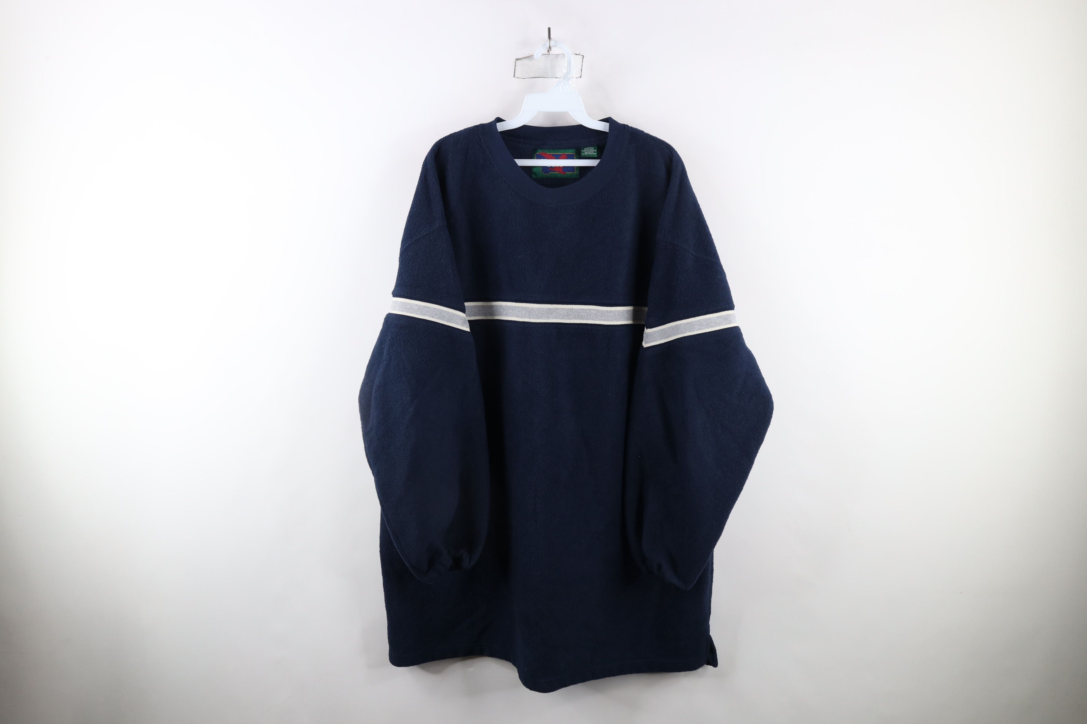 Vintage Vintage 90s Streetwear Striped Fleece Crewneck Sweater Blue Size US XXL / EU 58 / 5 - 1 Thumbnail