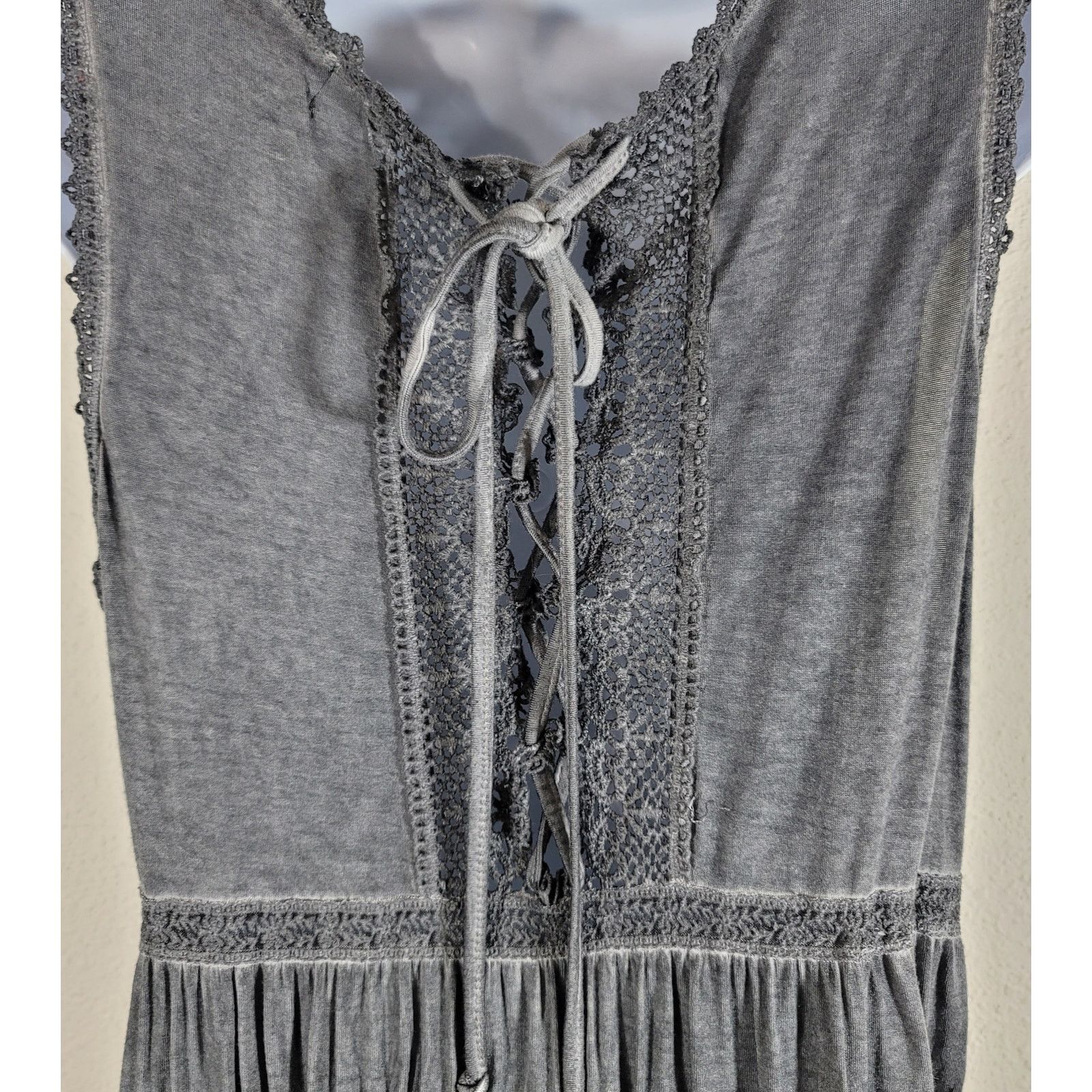 Other Uptown Ellie Gray Marled Peplum Dress M Crochet Back Lace Up Size M / US 6-8 / IT 42-44 - 7 Thumbnail