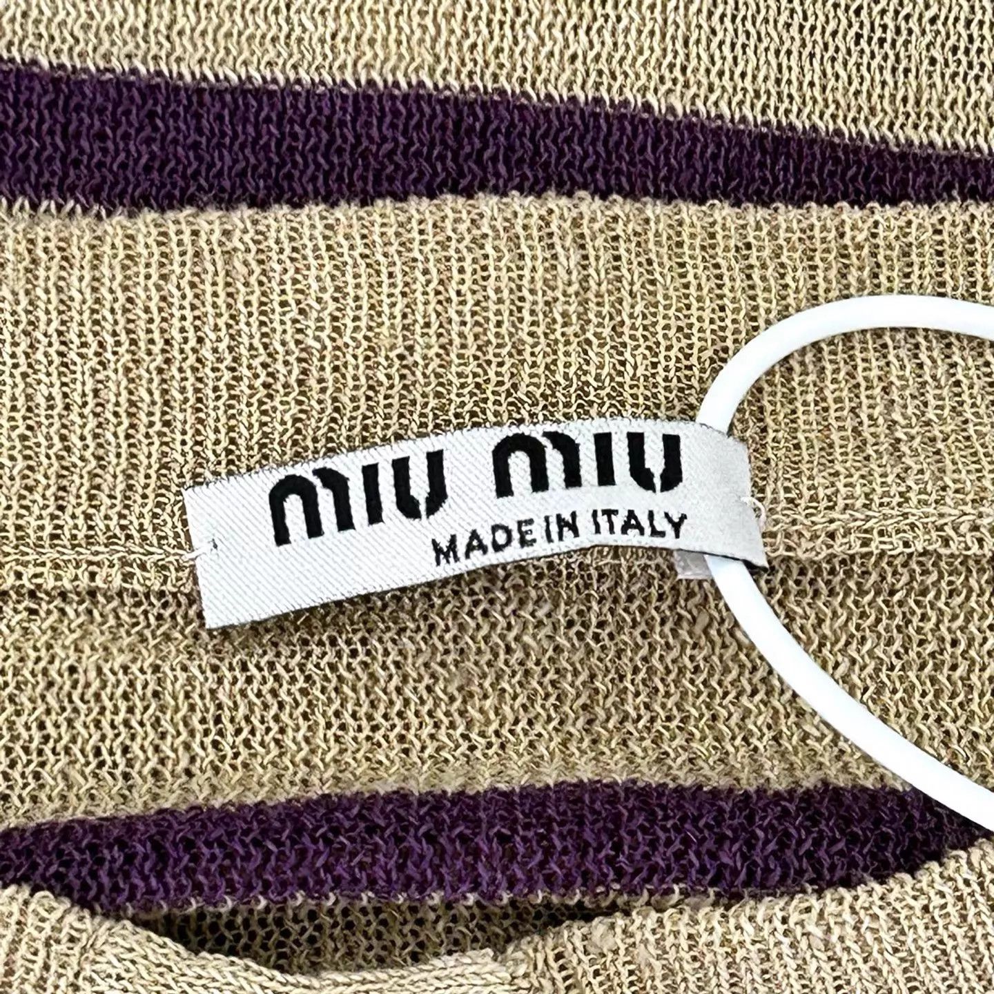 Miu Miu MIU MIU beige purple stripe colorblocked knit top Size XS / US 0-2 / IT 36-38 - 3 Thumbnail