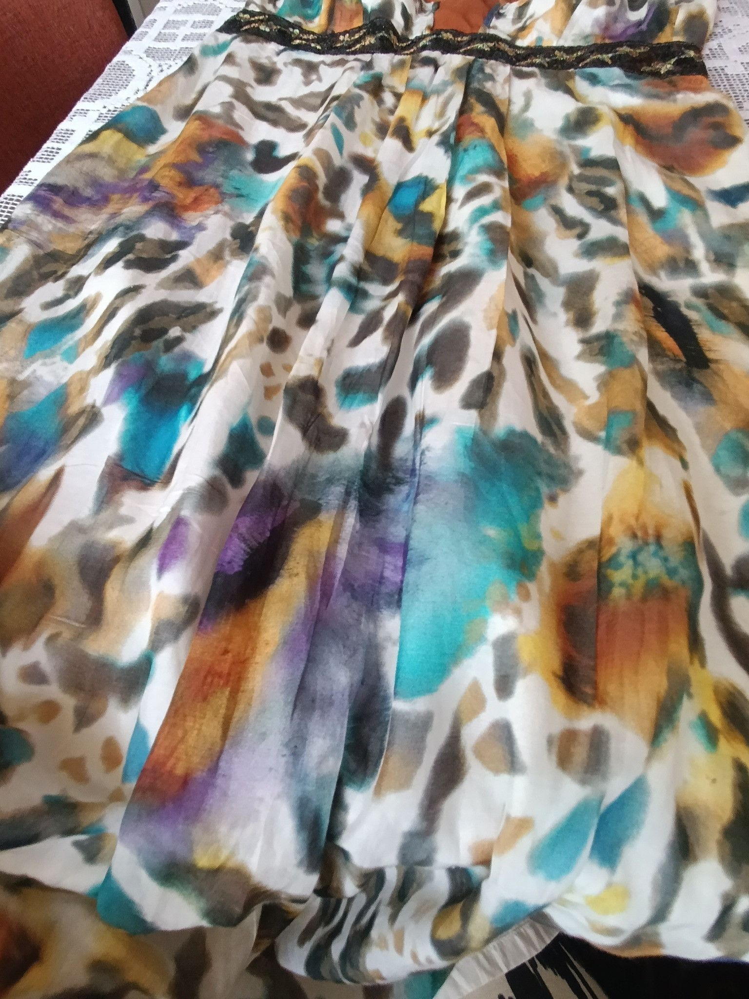 Luisa Cerano Luisa Cerano Silk Cotton Maxi Dress Watercolor Embroidery Size XS / US 0-2 / IT 36-38 - 3 Thumbnail