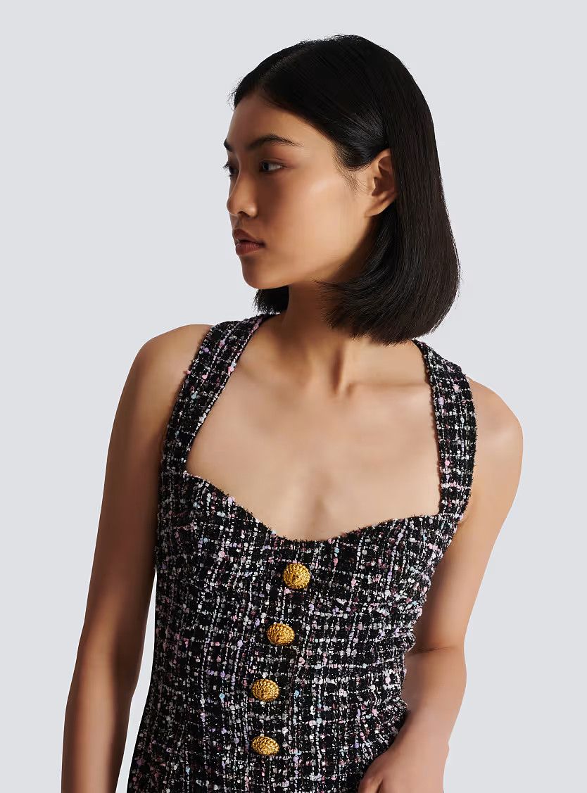 Balmain o1s1wg110725 Short Tweed Dress in Black Size M / US 6-8 / IT 42-44 - 8 Thumbnail