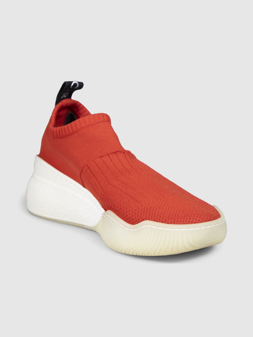 Red Knit Slip On Sock Trainers