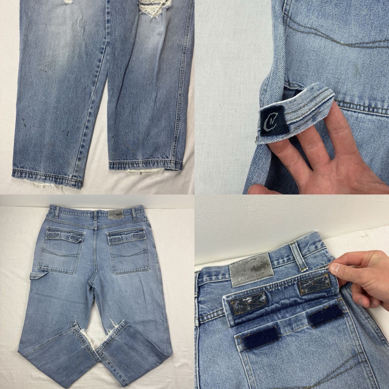 Thrasher VINTAGE Claudio Nucci Jeans Adult 40x30 Blue Cotton Ramie Denim Zip 90s Punk Hipster Tapered Relaxed Mens Size US 40 / EU 56 - 10 Thumbnail