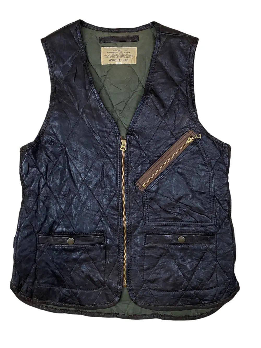 Avirex × Genuine Leather × Vintage Vintage Avirext Vest Leather Jacket Flight Garment Size US M / EU 48-50 / 2 - 1 Thumbnail