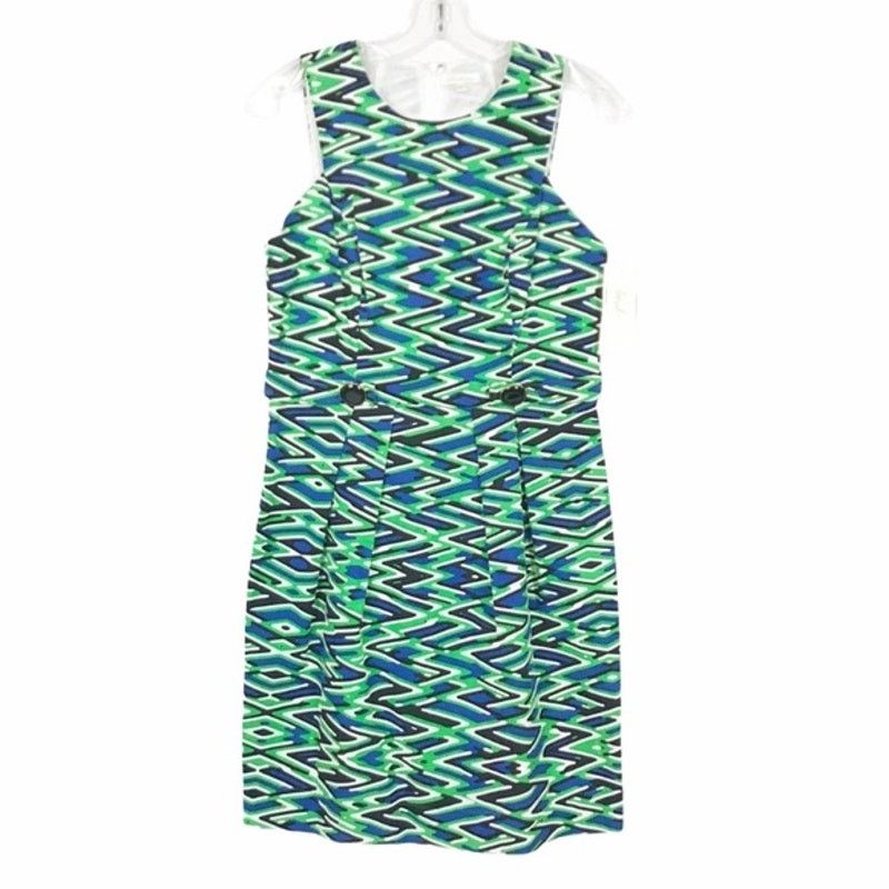 Other Shoshanna Silk Zig Zag Green Sheath Dress sz 8 Size M / US 6-8 / IT 42-44 - 1 Thumbnail