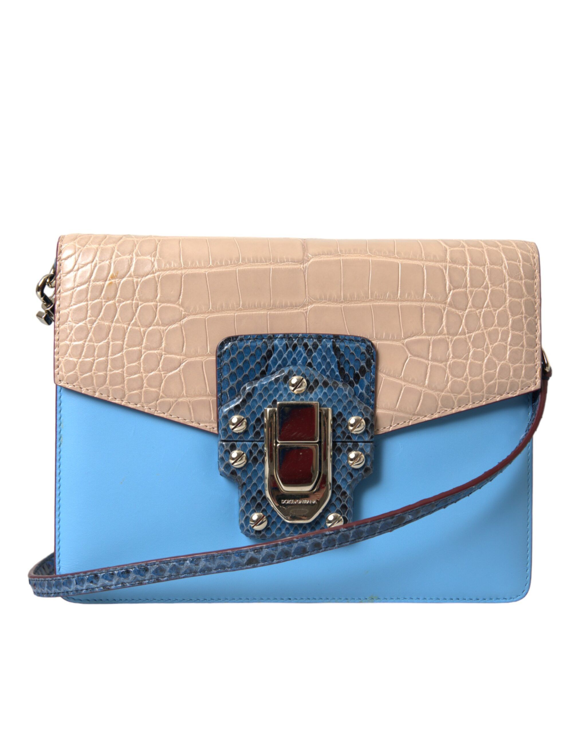 Blue Beige Exotic Leather LUCIA Crossbody Purse Women's Bag