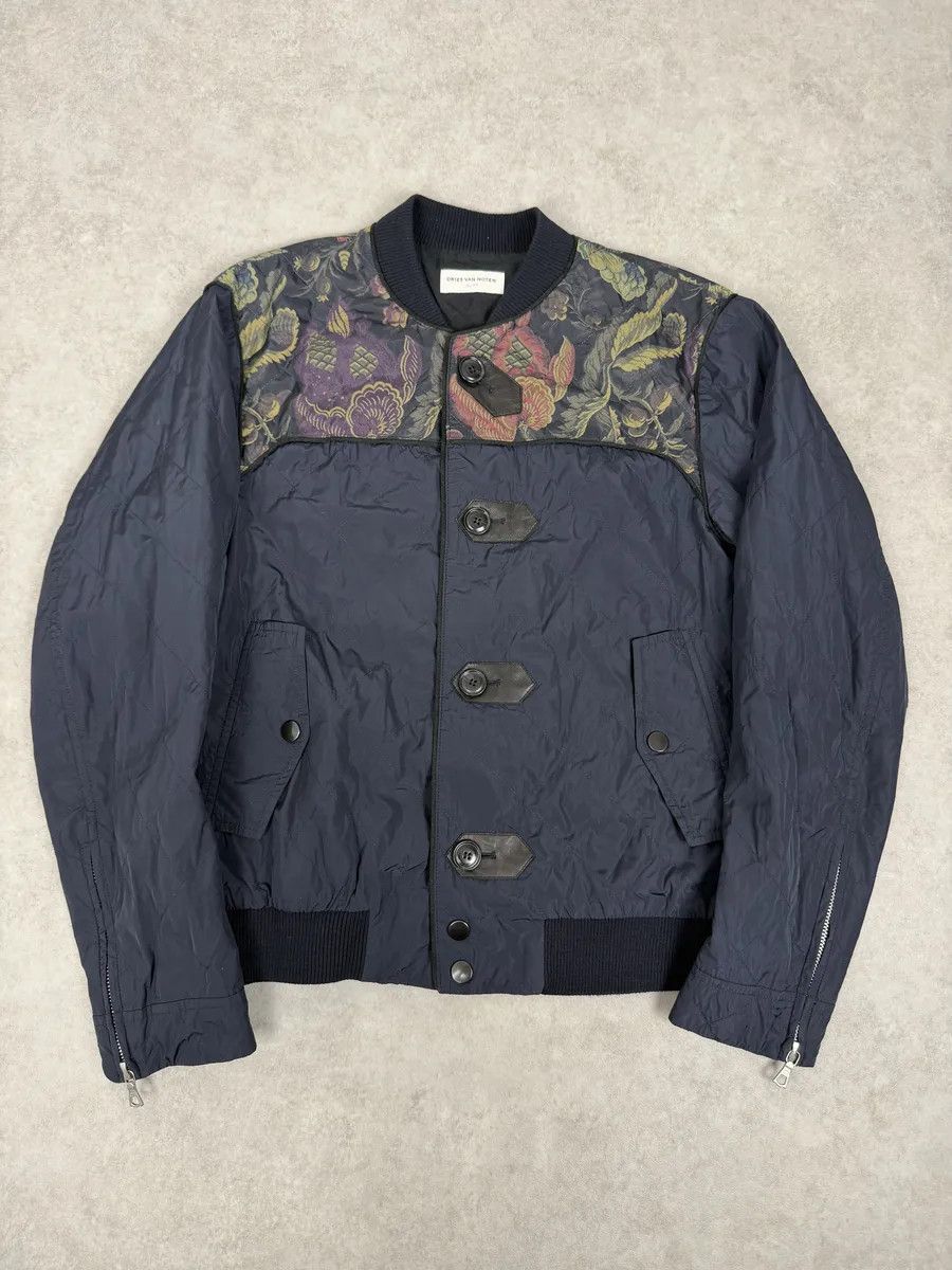 SS2014 Dries Van Noten Navy Floral Flowers Buttoned Jacket