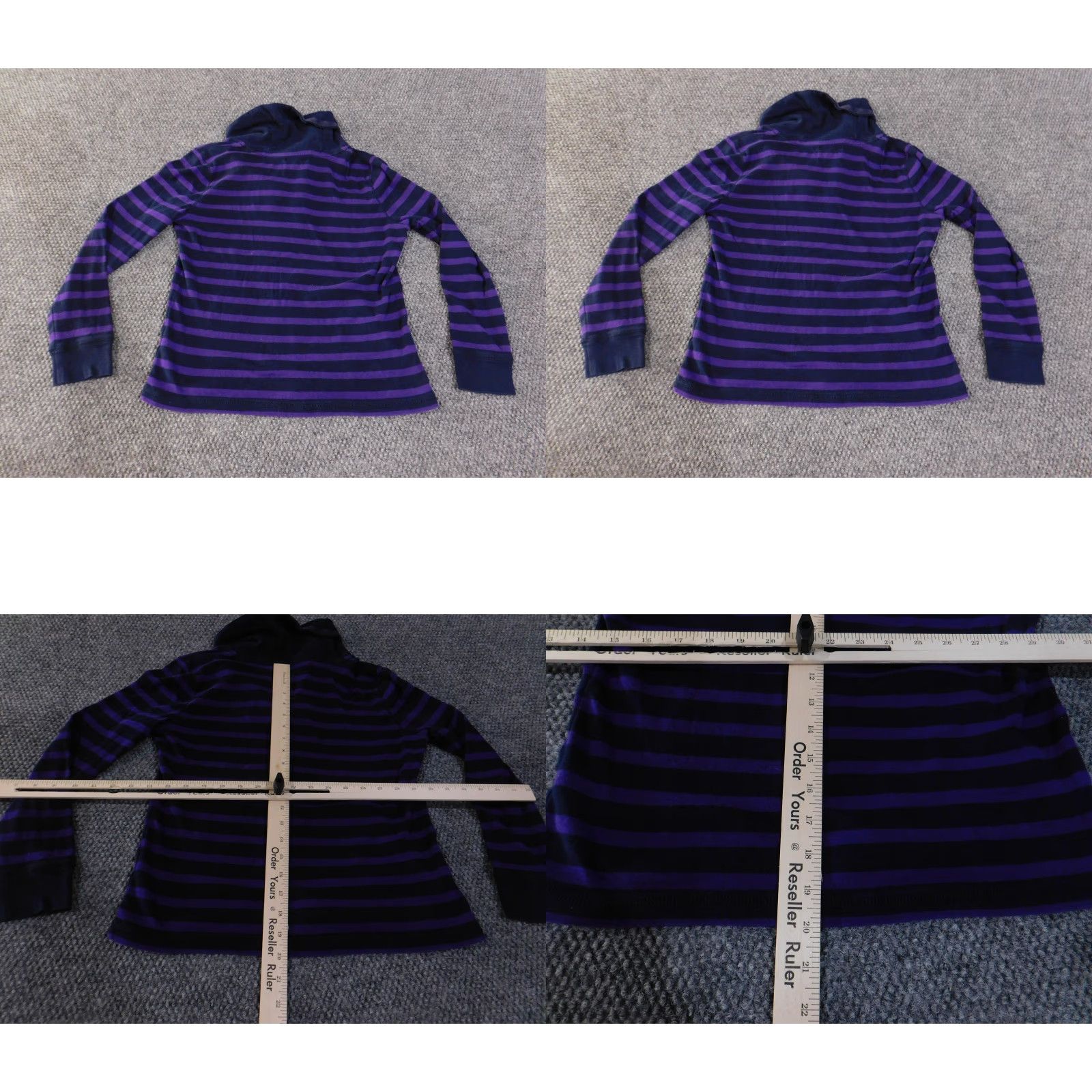 Ralph Lauren Lauren Ralph Lauren Sweater Womens Medium Navy Purple Stripe Cowl Quarter Zip Pullover Knit Zipper Long Sleeve Size M / US 6-8 / IT 42-44 - 8 Thumbnail
