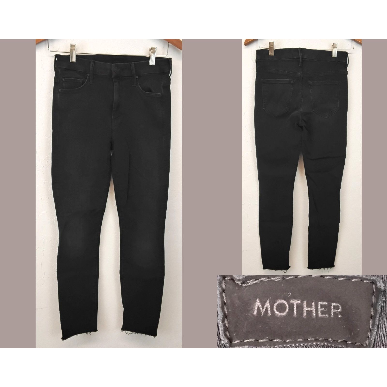 MOTHER Mother Looker Ankle Fray Jeans Women's 25 Black High Waisted Size 25" / US 0 / IT 36 - 1 Thumbnail