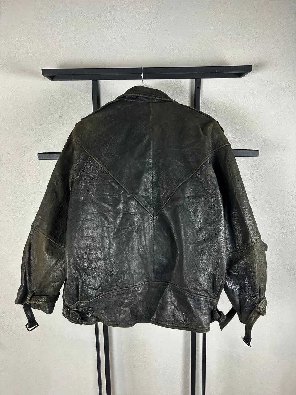 Japanese Brand Washed Japanes Cropped Boxy Leather Jacket Asymmetrical ZIP Size US L / EU 52-54 / 3 - 6 Thumbnail