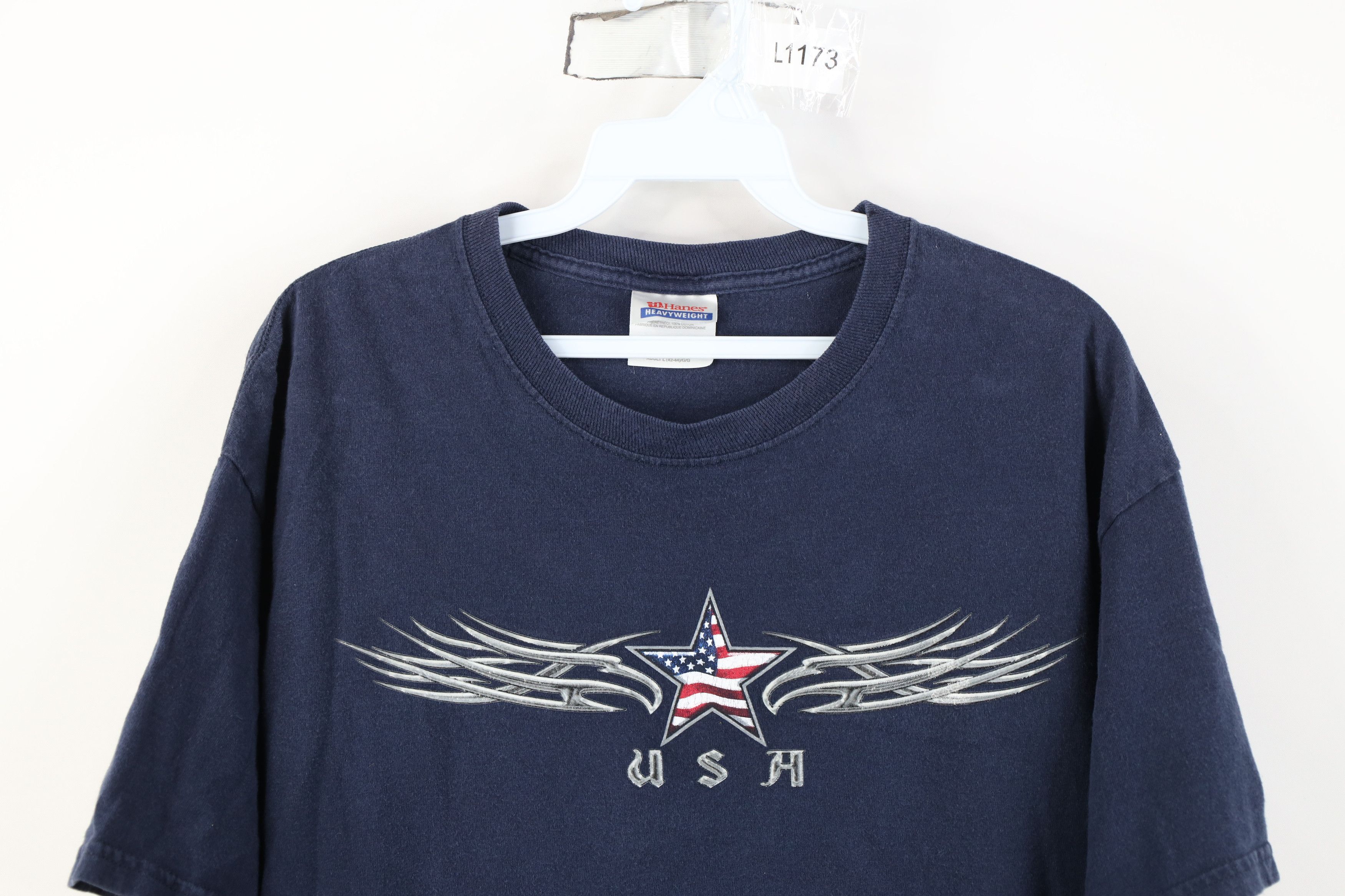 Vintage Vintage 90s Y2K Streetwear Flag Star Tribal Eagle T-Shirt Size US L / EU 52-54 / 3 - 2 Thumbnail