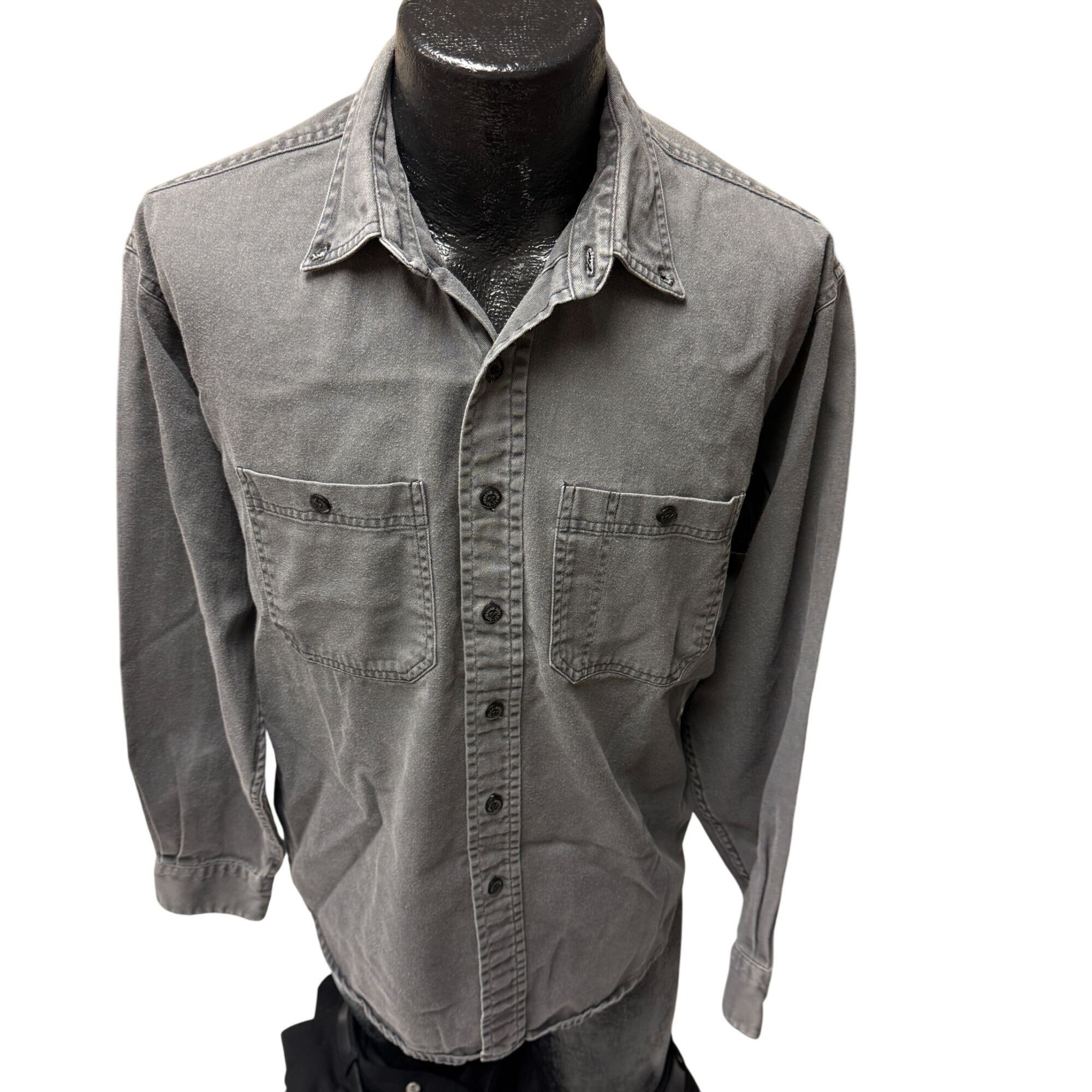 Harley Davidson 80 90s H-D DENIM Motorcycle Biker LS Jean Graphic Work Shirt Size US L / EU 52-54 / 3 - 2 Thumbnail