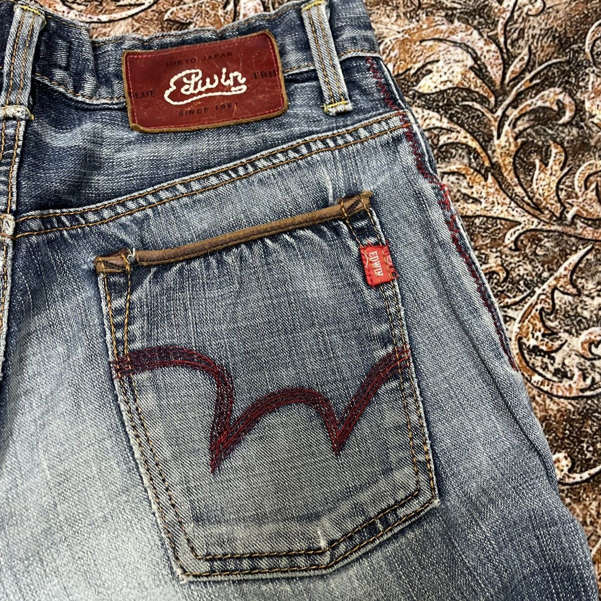Edwin 🔥Vintage Edwin Blue Trip Washed Ripped Distress Denim Jeans Size US 30 / EU 46 - 12 Thumbnail