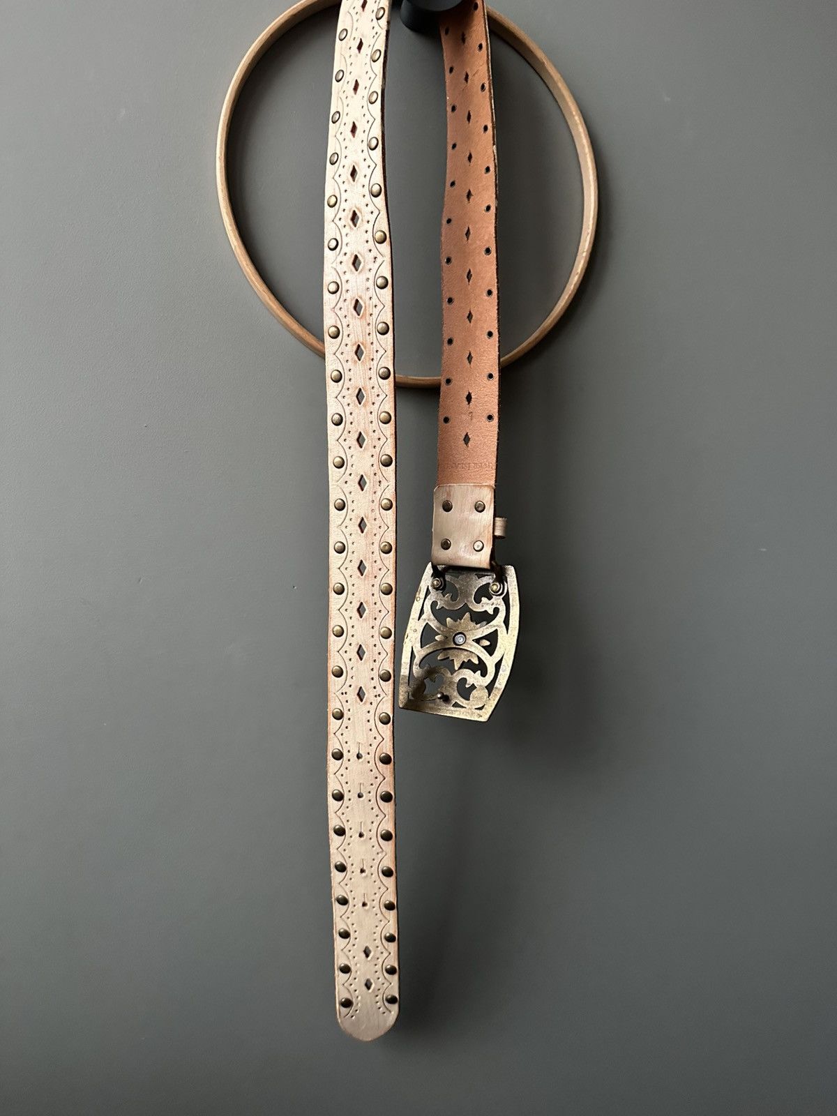 Vintage Vintage Western Boho Leather Belt Ornate Buckle Size ONE SIZE - 5 Thumbnail