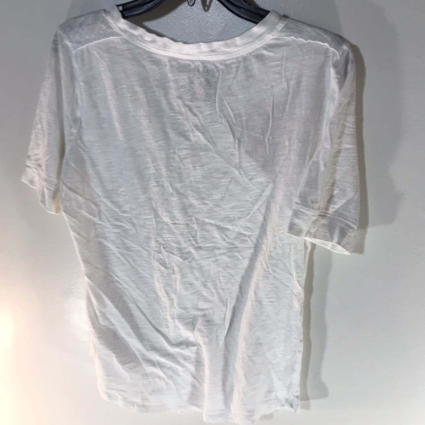 Vintage Nobo Women's T-Shirt XL White Short Sleeve V-Neck Button Pocket Casual Basic Summer Cotton Size XL / US 12-14 / IT 48-50 - 2 Thumbnail