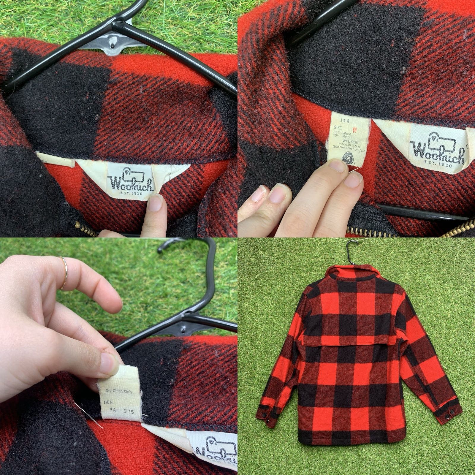 VINTAGE Woolrich Mackinaw Jacket Mens M Buffalo Plaid Wool Cruiser Zip Up Slim Fit Jacket