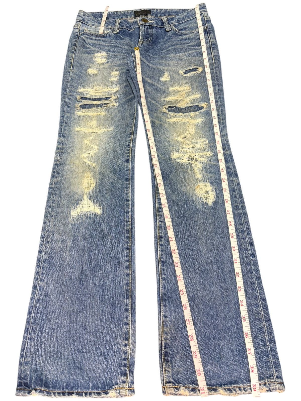 MOUSSY Vintage Japanese Moussy Sashiko Distress Bootcut Jeans Size 29" - 7 Thumbnail