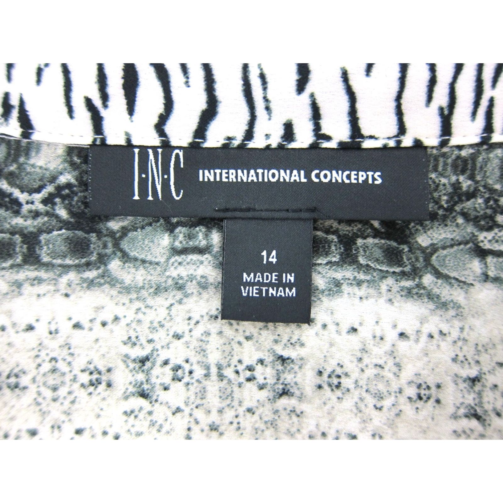 Vintage INC International Concepts Grey Snake Print Shirt Dress Button Up 3/4 Sleeve 14 Size XL / US 12-14 / IT 48-50 - 3 Thumbnail