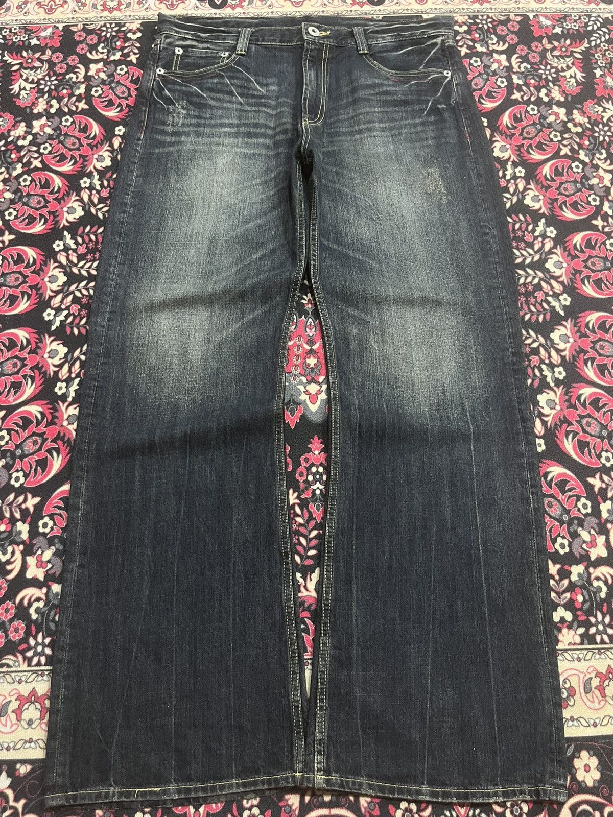 If Six Was Nine Vintage Japanese Agate Rhinestone Angelic Wing Flare Jeans Size US 36 / EU 52 - 2 Thumbnail