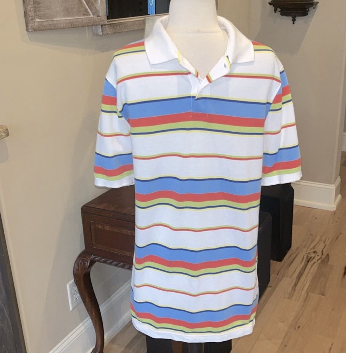 Saddlebred White Multicolor Striped Polo Short Sleeve Size US S / EU 44-46 / 1 - 3 Thumbnail