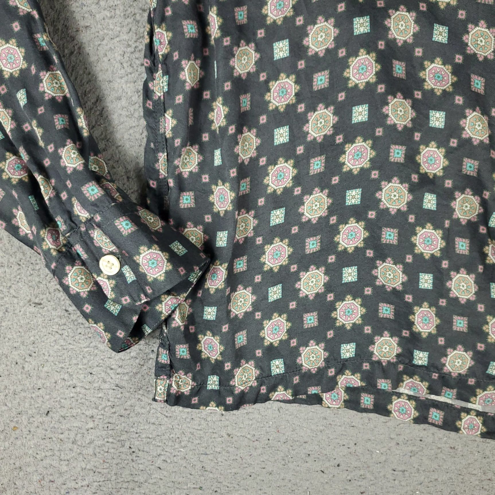 Allsaints AllSaints Shirt Mens XL Gray Geometric Camp Collar Button Up Long Sleeve Shirt Size US XL / EU 56 / 4 - 3 Thumbnail