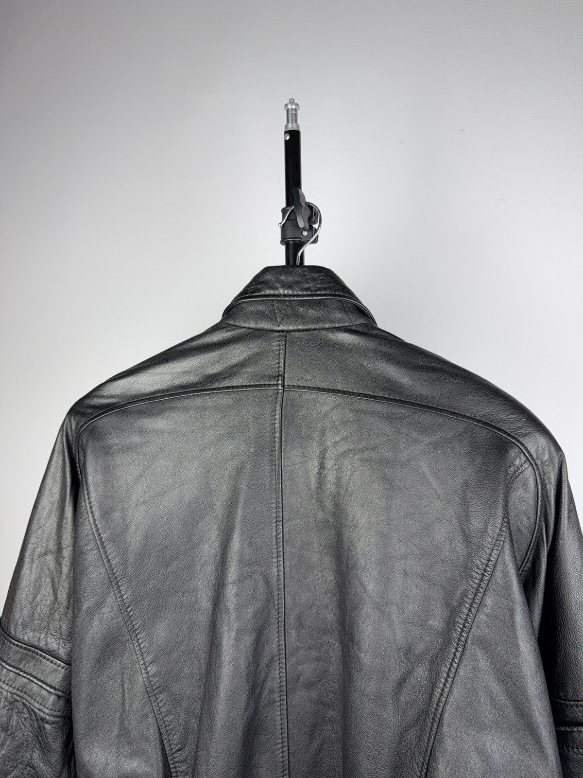 Leather Vintage 90s Genuine Leather MOTO Bomber Jacket Rock Punk Size US L / EU 52-54 / 3 - 13 Thumbnail