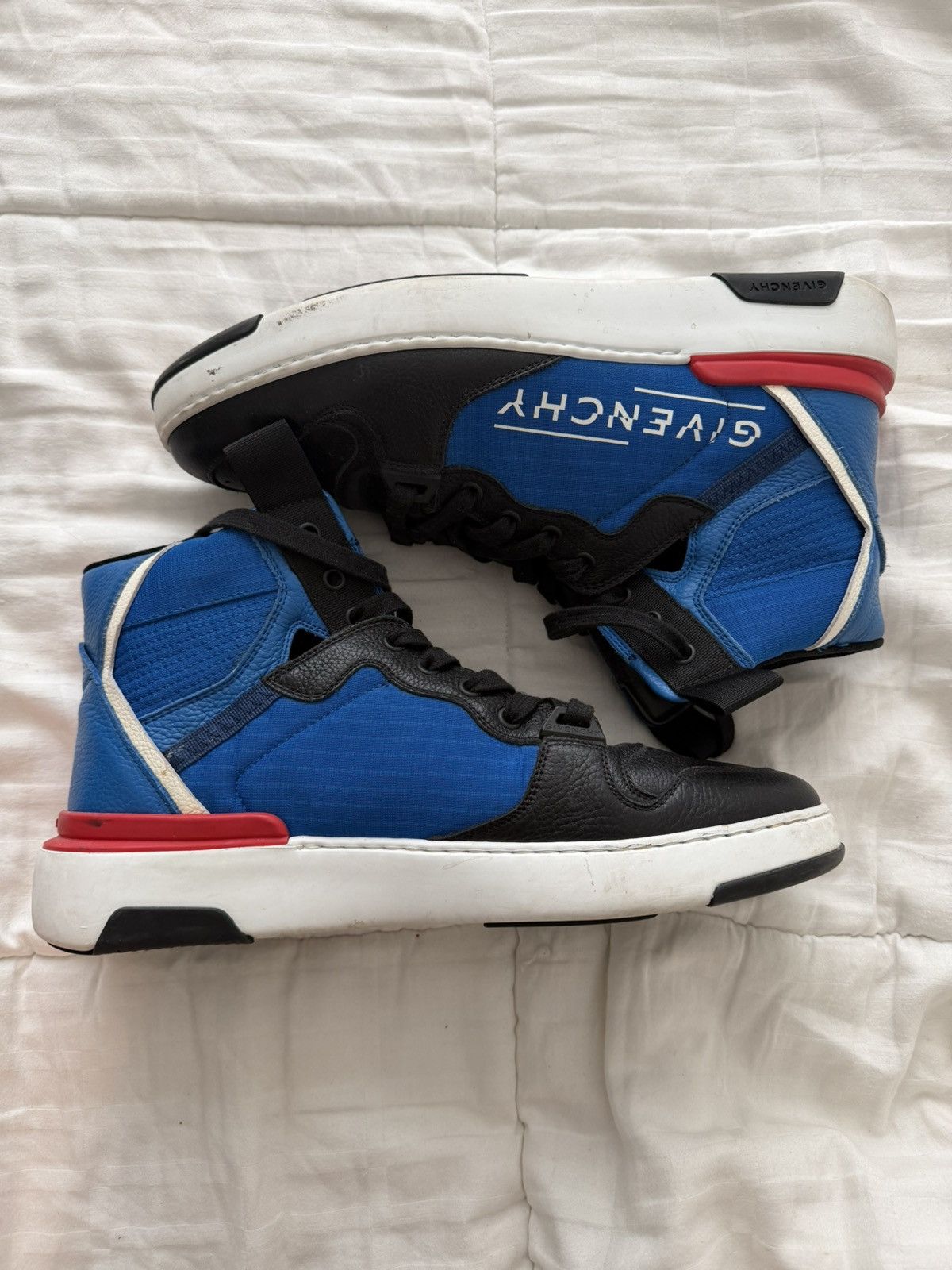 Givenchy Black and Blue Wing High Top Sneakers