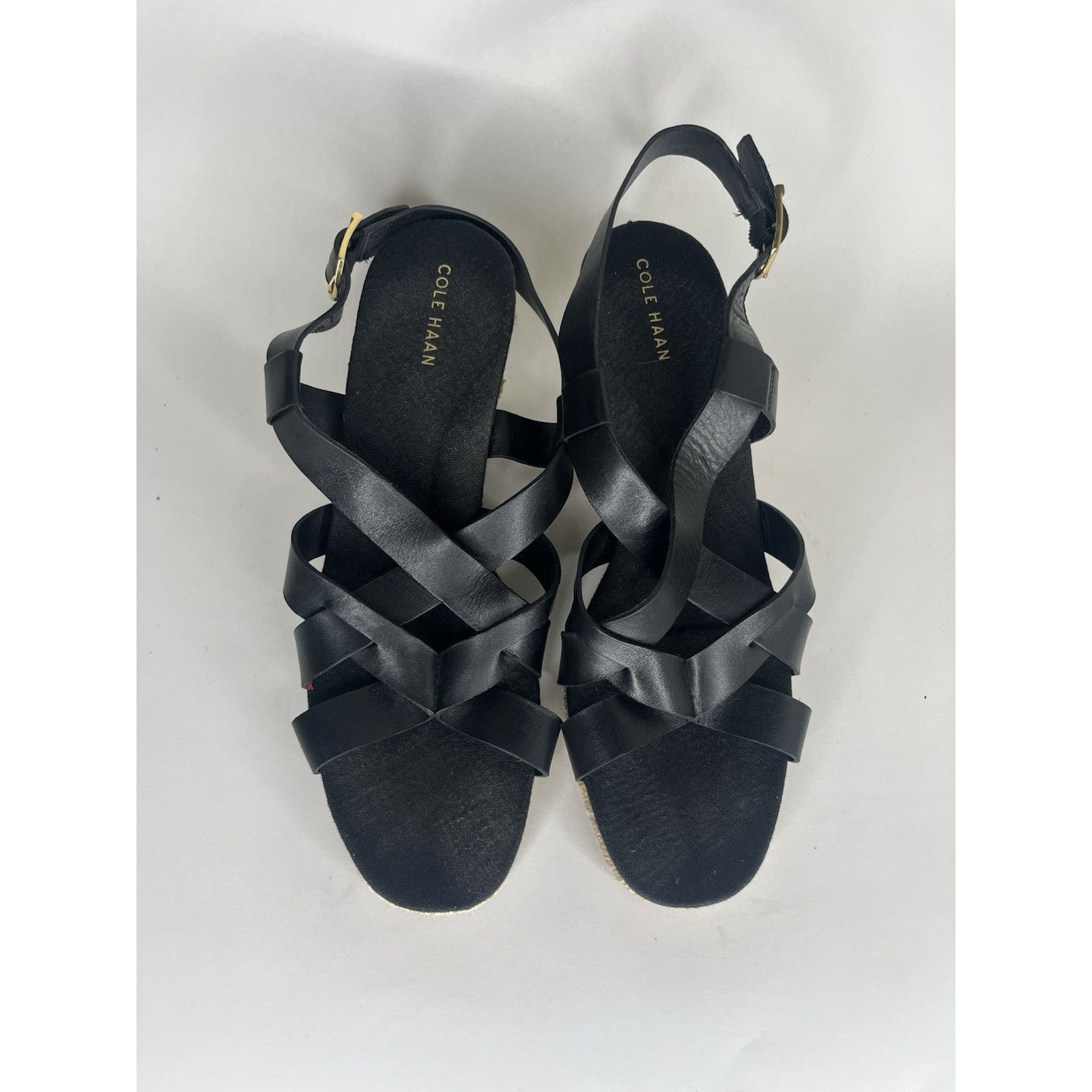 Cole Haan Cole Haan Black Leather Espadrille Wedge Strappy Sandals Wom Size US 9 / IT 39 - 14 Thumbnail