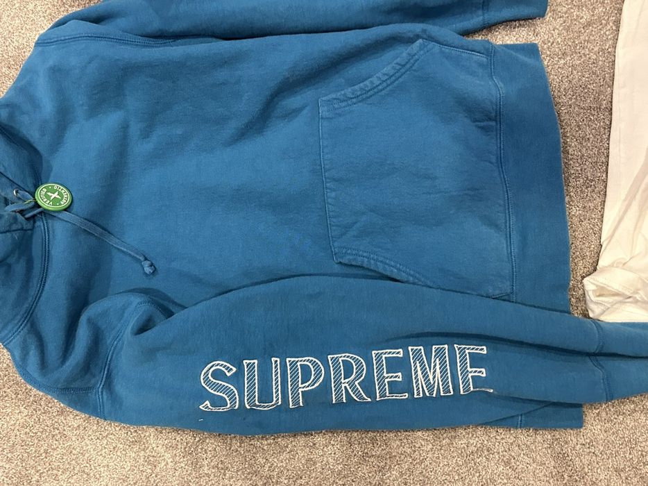 Supreme sleeve discount embroidery hooded sweatshirt