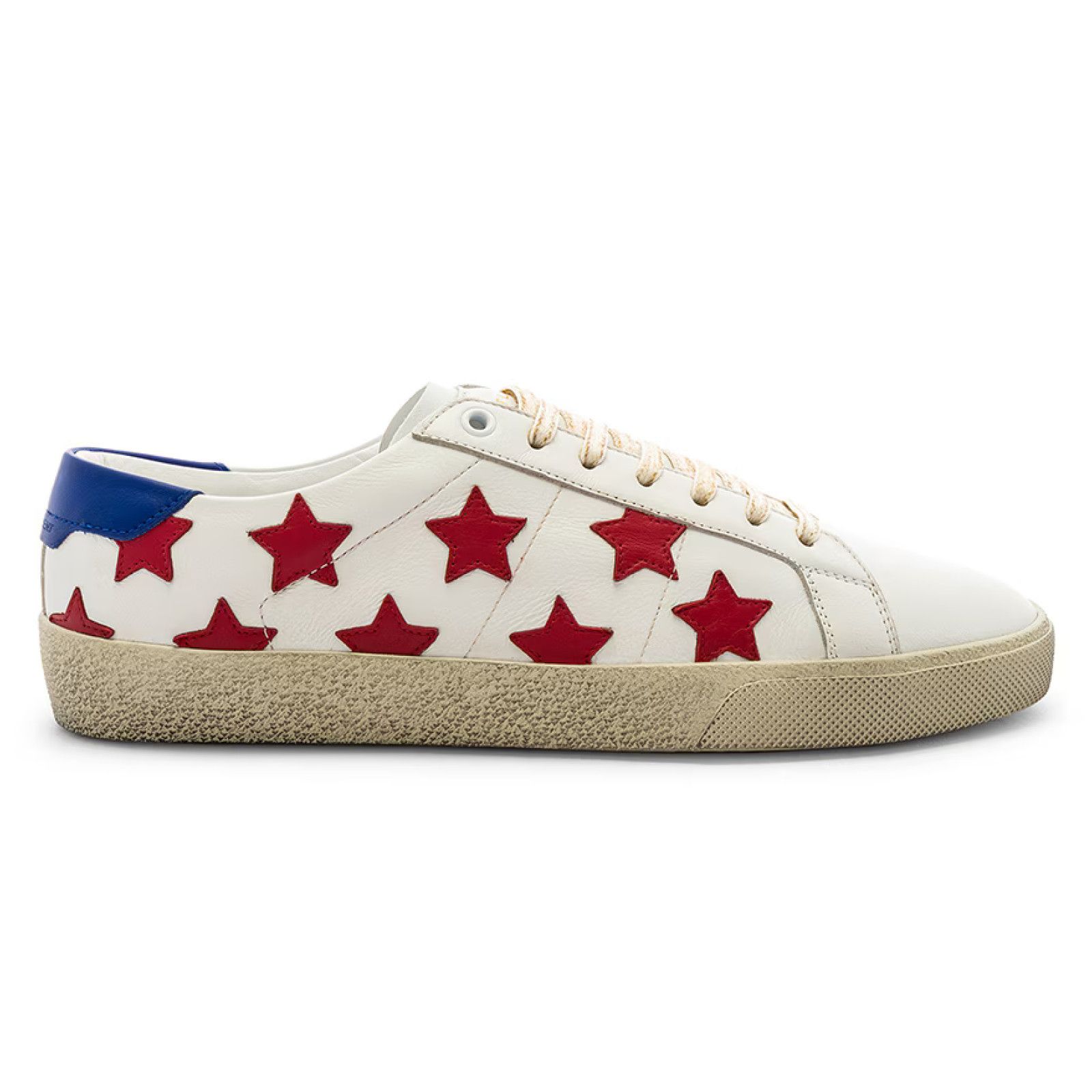 Yves Saint Laurent Court Classic SL Red Star Distressed Flat Low Top Sneaker Size US 6 / IT 36 - 1 Thumbnail