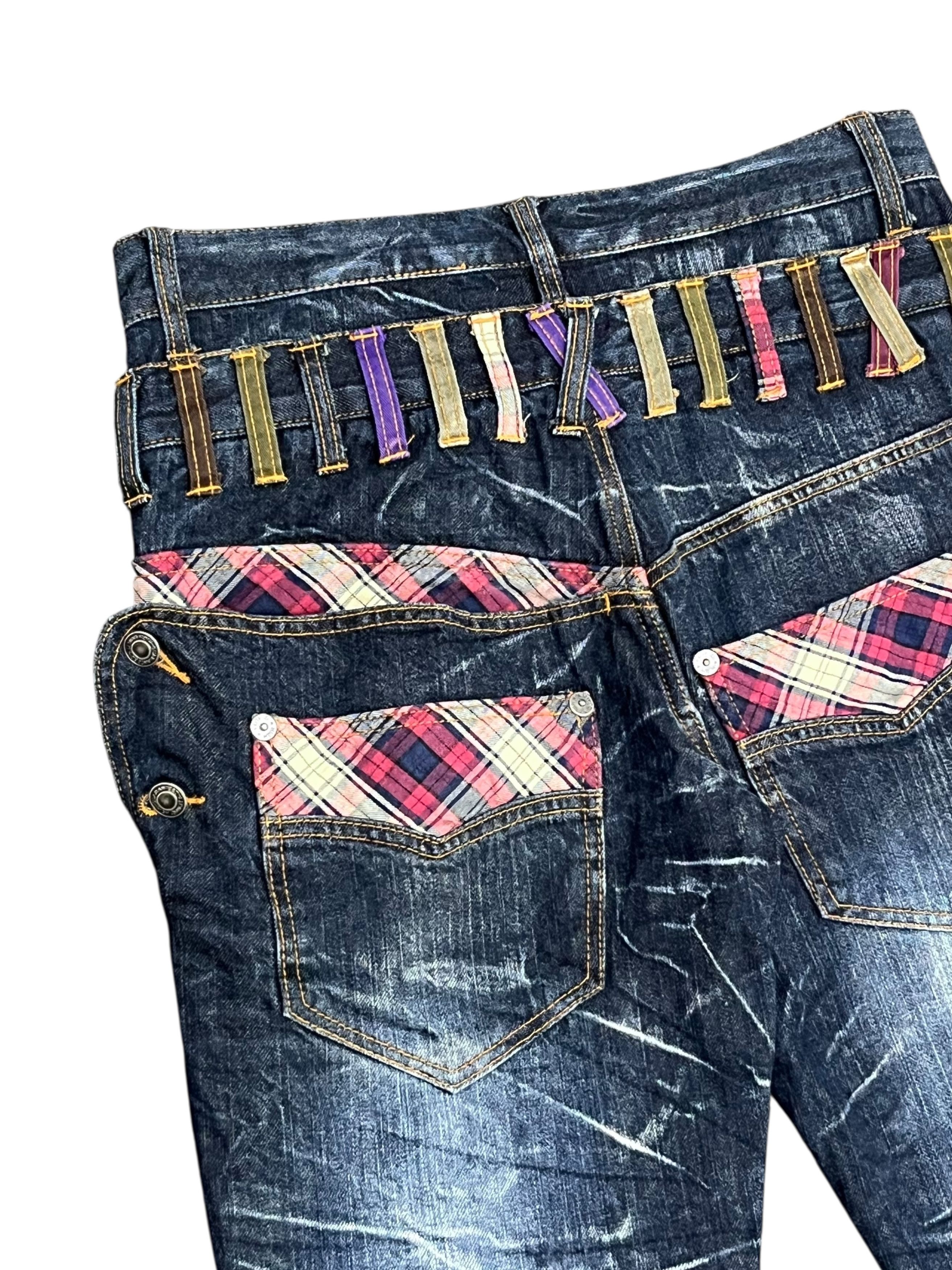 Japanese Brand 🔥FYE EXPLOSION ACID WASH Double Waist Half Flap Back Jeans Size US 29 - 11 Thumbnail