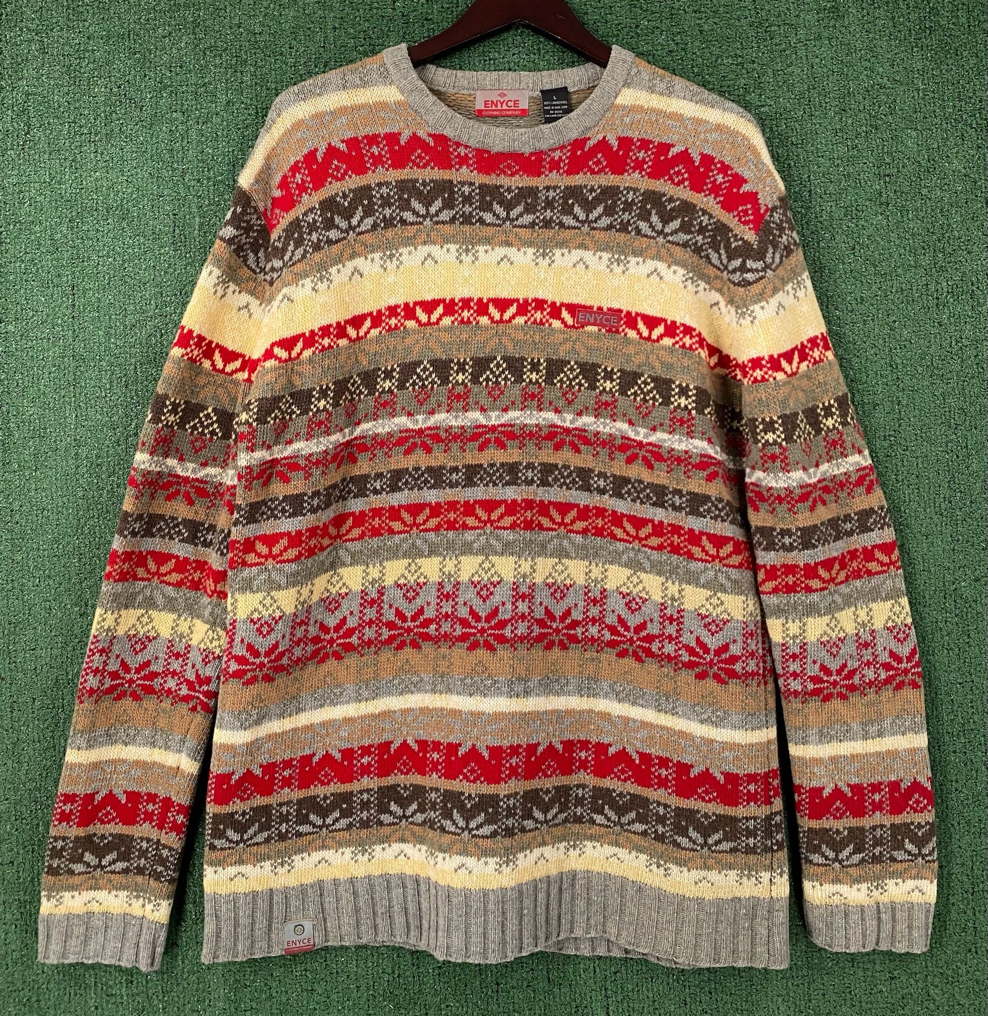 Enyce 90’s Enyce 100 % Wool Fair Isle Patterned Knit Sweater Large Size US L / EU 52-54 / 3 - 1 Thumbnail