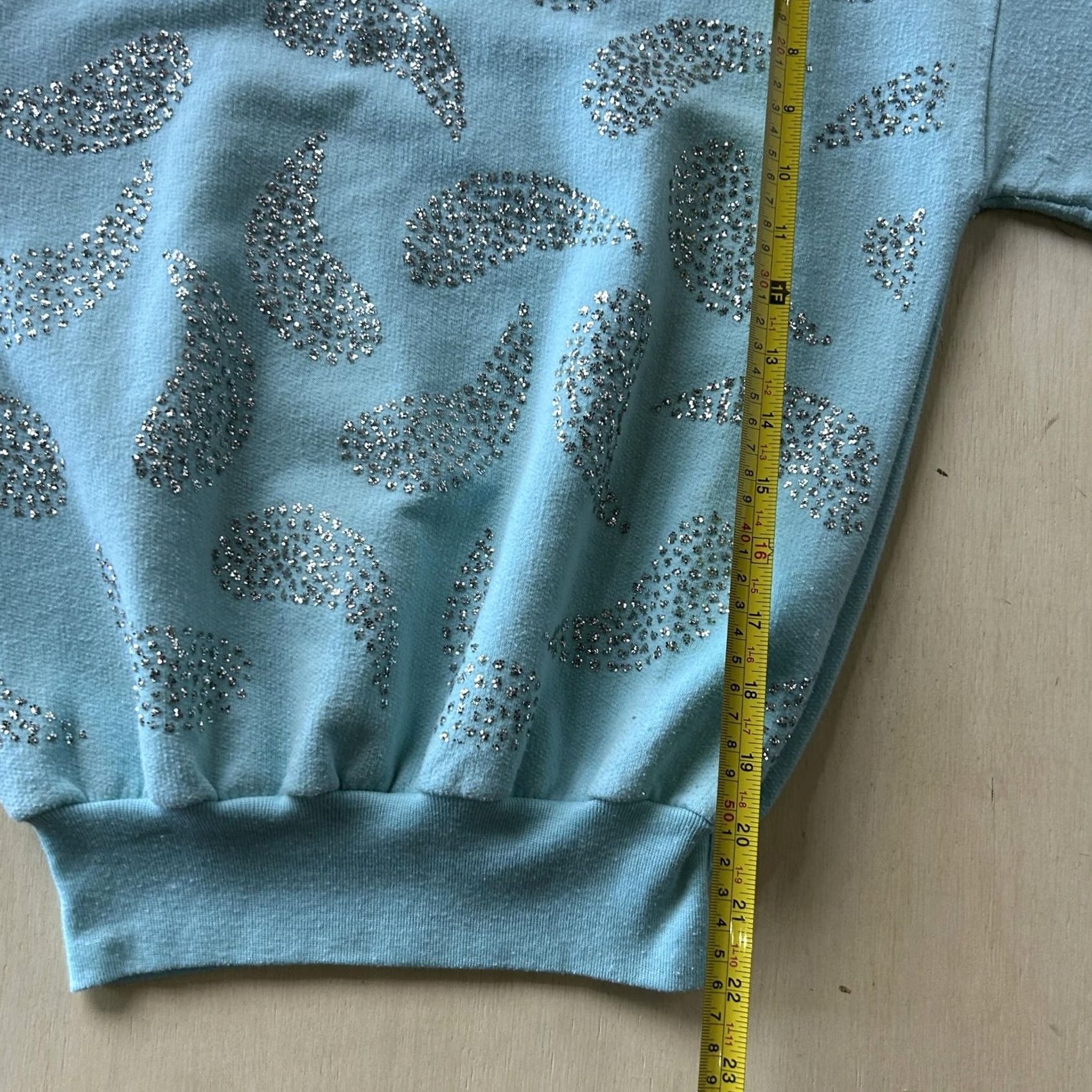 Vintage VINTAGE Sweatshirt Womens Medium Blue Crewneck Paisley Rhinestone Fleece Size M / US 6-8 / IT 42-44 - 6 Thumbnail