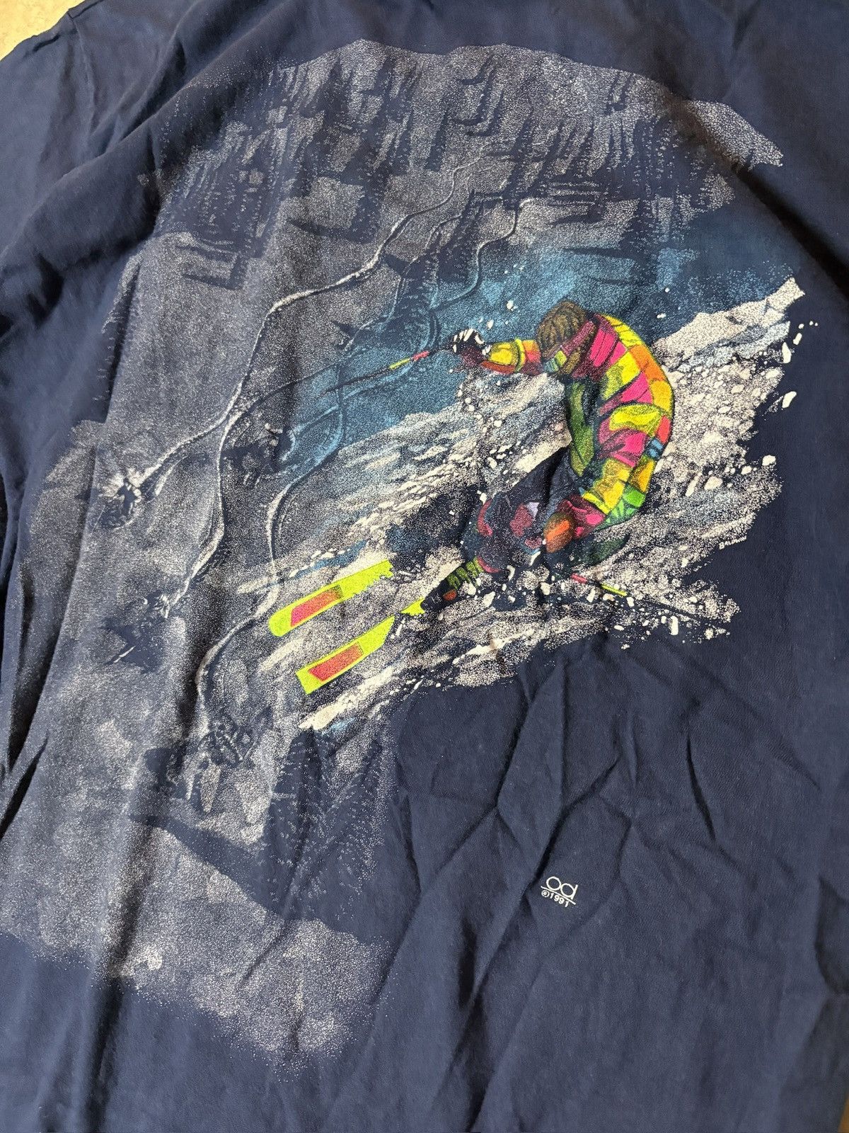 Hanes Vintage 90s Hanes Beefy Skii Graphic Made In USA Tee T-shirt Size US XL / EU 56 / 4 - 2 Thumbnail
