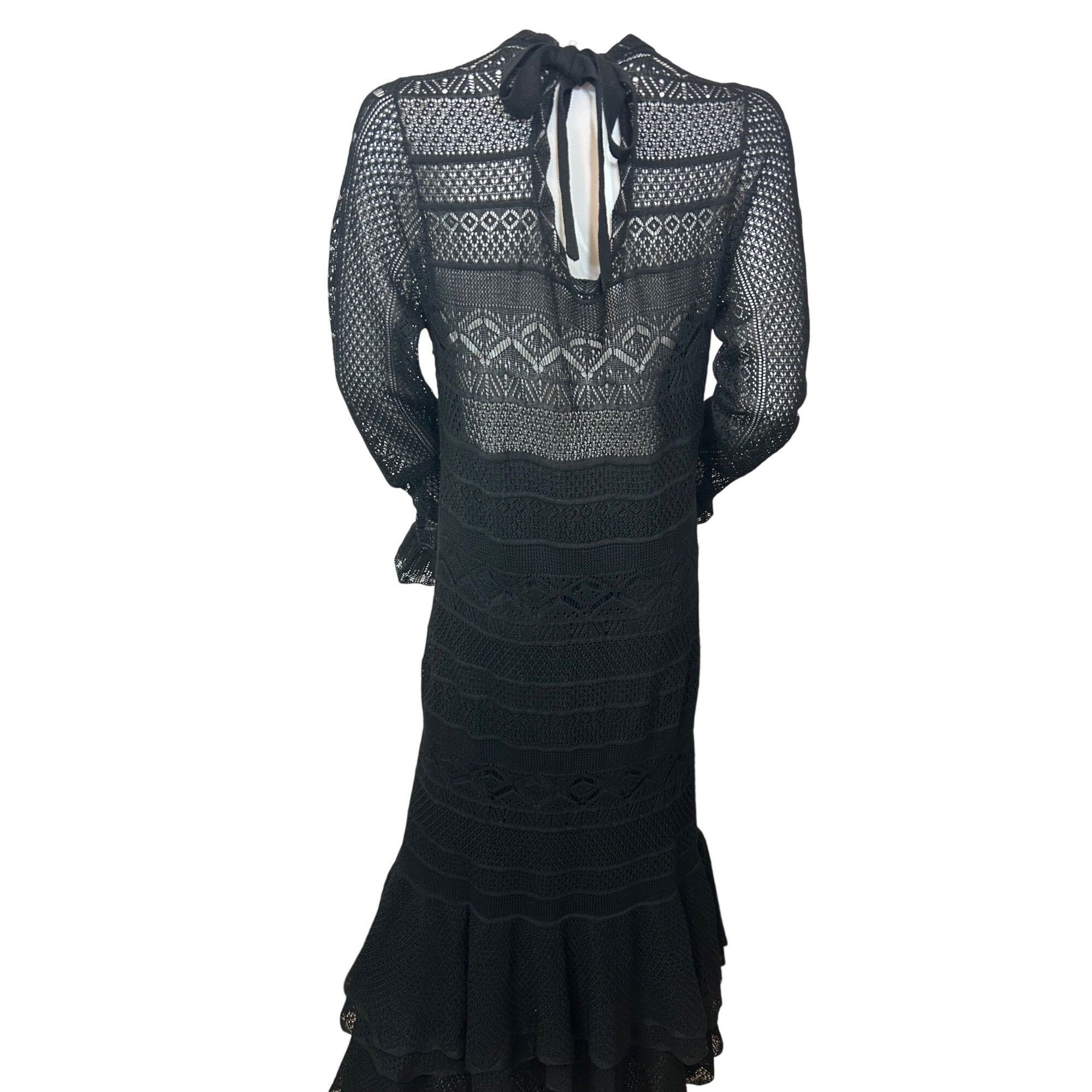 Polo Ralph Lauren Polo Ralph Lauren Maxi Dress L Black Lace Knit Long Sleeved Size L / US 10 / IT 46 - 4 Thumbnail